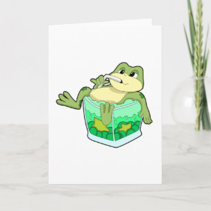 Carte Grenouille avec verre de jus