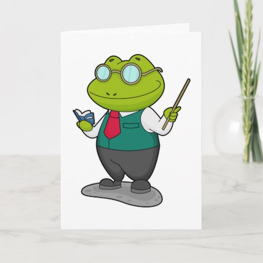 Carte Grenouille comme professeur avec livre (Devant)