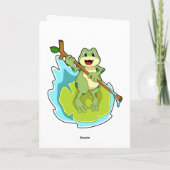 Carte Grenouille comme randonneur avec bâton (Dos)