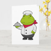 Carte Grenouille cuisinier avec plat (Fleur jaune)