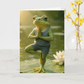 Carte Grenouille d'anniversaire dans une pose d'arbre de (Fleur jaune)