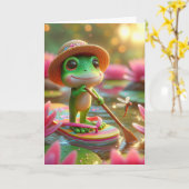 Carte Grenouille D'Anniversaire Sur Un Flip-Flop (Fleur jaune)