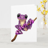 Carte Grenouille d'arbre pourpre mignonne sur une (Fleur jaune)