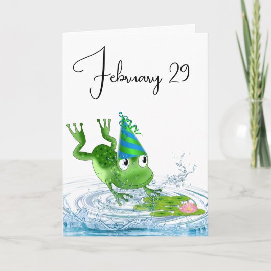 Carte Grenouille de fête pour l'année bissextile Anniver (Devant)
