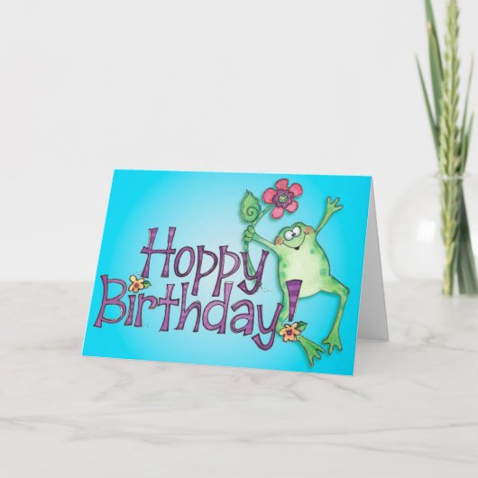 Carte Grenouille de houblon d'anniversaire (Devant)