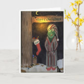 Carte Grenouille de Noël (Fleur jaune)