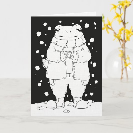 Carte Grenouille de Noël (Fleur jaune)