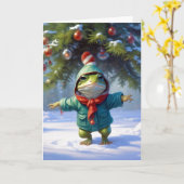 Carte Grenouille de Noël (Fleur jaune)