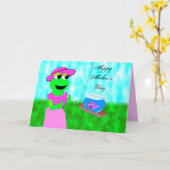 Carte grenouille de oscillation, le jour de mère (Fleur jaune)