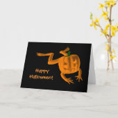 Carte Grenouille d'Halloween orange (Fleur jaune)