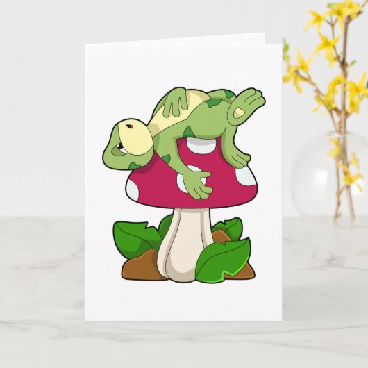 Carte Grenouille dormant avec champignon (Fleur jaune)