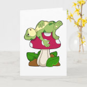 Carte Grenouille dormant avec un champignon (Fleur jaune)