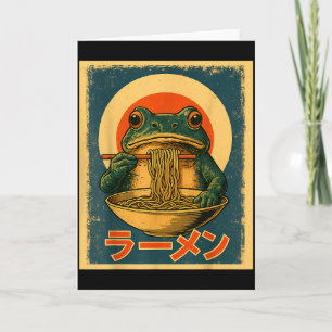 Carte Grenouille drôle Ramen Kawaii Retro Soleil Levant 