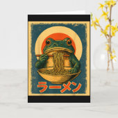 Carte Grenouille drôle Ramen Kawaii Retro Soleil Levant  (Fleur jaune)