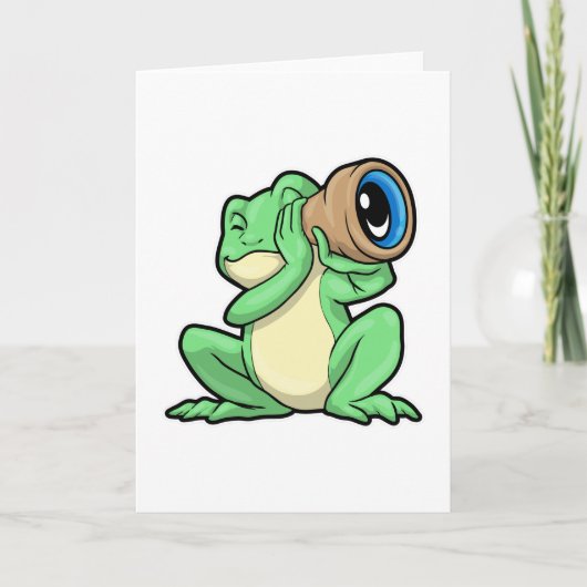 Carte Grenouille en astronomie avec télescope (Devant)