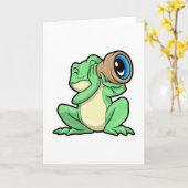 Carte Grenouille en astronomie avec télescope (Fleur jaune)