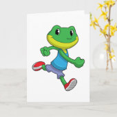 Carte Grenouille en coureuse sur tapis roulant (Fleur jaune)