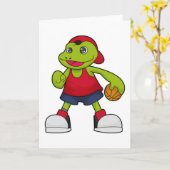 Carte Grenouille en joueur de basket avec ballon de bask (Fleur jaune)