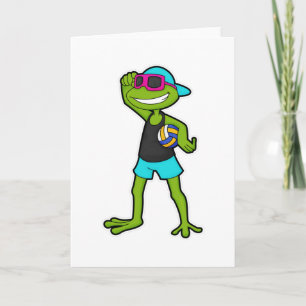Carte Grenouille en joueur de volley-ball avec ballon de