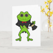 Carte Grenouille en magicien avec baguette magique et ch (Fleur jaune)
