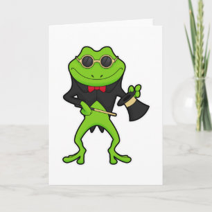Carte Grenouille en magicien avec baguette magique et ch
