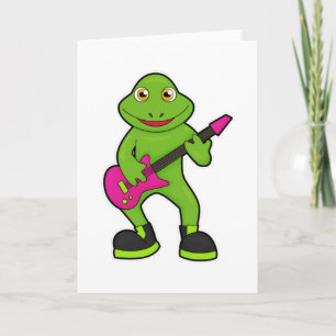 Carte Grenouille en musicien avec guitare