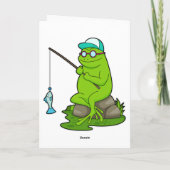 Carte Grenouille en pêcheur avec canne à pêche & poisson (Dos)