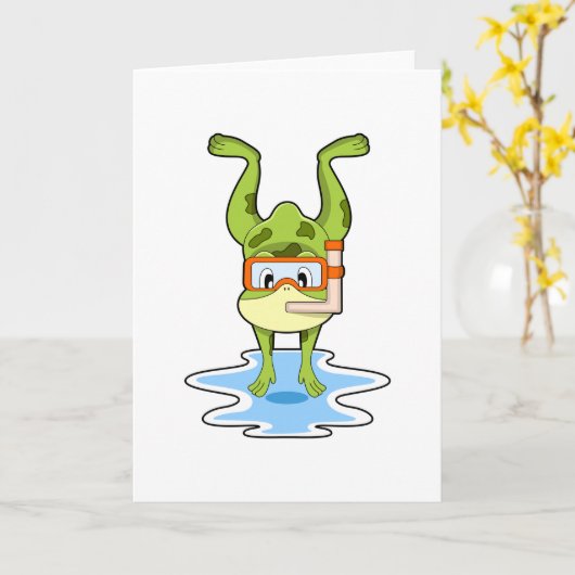 Carte Grenouille en plongée avec tuba (Fleur jaune)