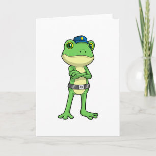 Carte Grenouille en policier avec un chapeau de police