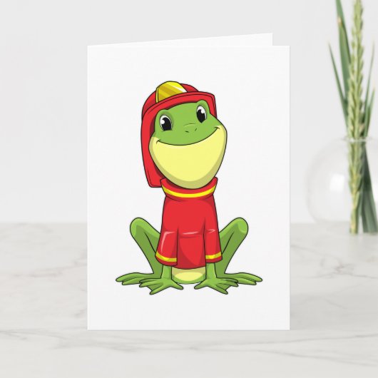 Carte Grenouille en sapeur-pompier avec casque (Devant)
