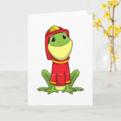Carte Grenouille en sapeur-pompier avec casque (Fleur jaune)