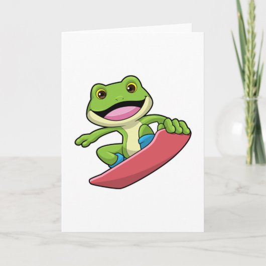 Carte Grenouille en snowboardeur avec snowboard (Devant)
