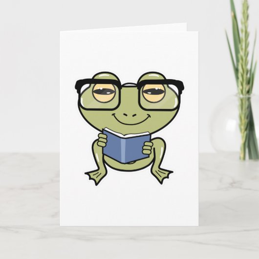 Carte Grenouille en tant qu'étudiant avec livre (Devant)