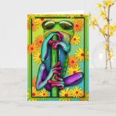 Carte grenouille fraîche de marguerite (Fleur jaune)