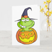 Carte Grenouille Halloween (Fleur jaune)