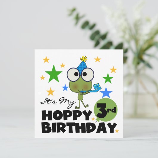 Carte Grenouille-Hoppy 3e Anniversaire Tshirts et cadeau (Debout devant)