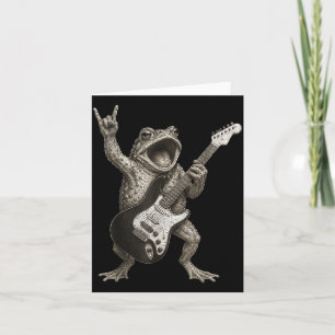 Carte Grenouille jouant de la guitare Rock And Roll Drôl