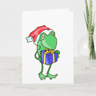 Carte Grenouille Noël — Grenouille, Présente, Père Noël 