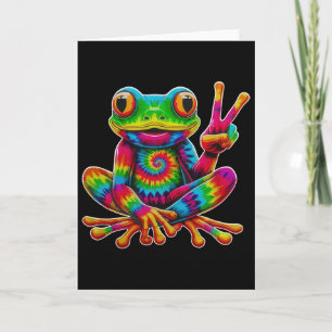 Carte Grenouille signe de paix tie-dye hippie Noël Greno