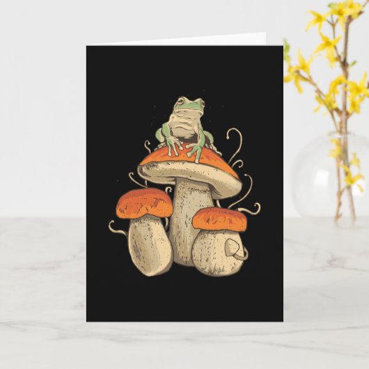 Carte Grenouille sur champignon (Fleur jaune)