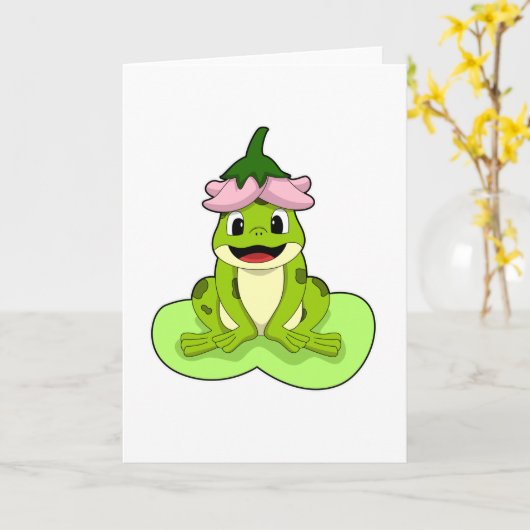Carte Grenouille sur feuille (Fleur jaune)