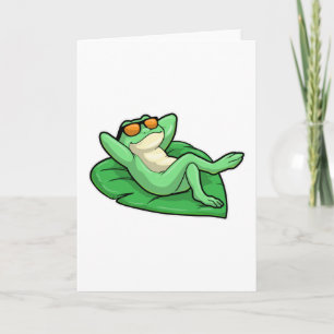 Carte Grenouille sur une feuille avec des lunettes de so
