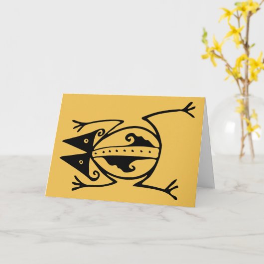 Carte Grenouille tribale Ancien art animal tribal (Fleur jaune)