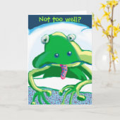 Carte grenouille triste malade, Pas trop bien ? (Fleur jaune)