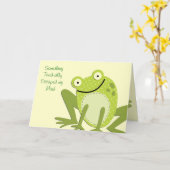 Carte Grenouille - Voeux d'anniversaire tardifs (Fleur jaune)