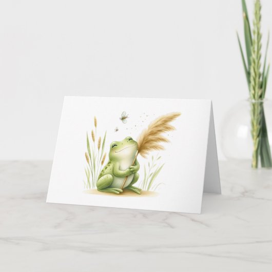 Carte Grenouille Whimsical à l'aquarelle avec blanc de l (Devant)
