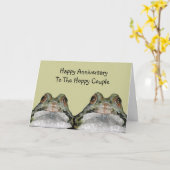 Carte Grenouilles, couple Hoppy : Joyeux anniversaire :  (Fleur jaune)