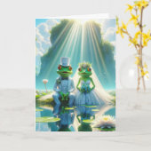 Carte Grenouilles de mariée et de chambre sur Lily Pad (Fleur jaune)