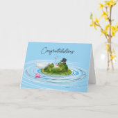 Carte Grenouilles nouvellement mariées sur Lily Pad (Fleur jaune)