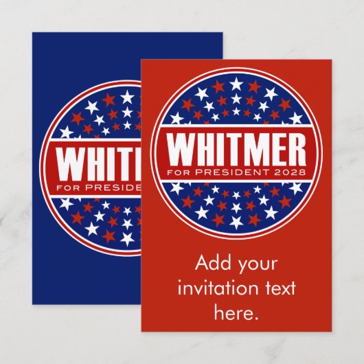 Carte Gretchen Whitmer Présidente 2028 (Devant / Derrière)